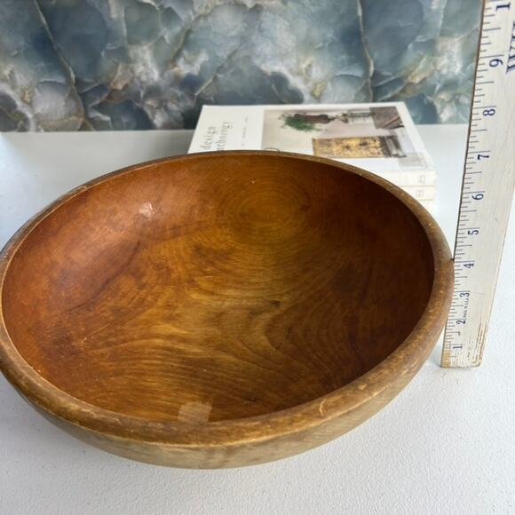 Antique Solid Wood Dough Bowl Smooth Finish 12” Primitive Rustic Cottage - Picture 6 of 8